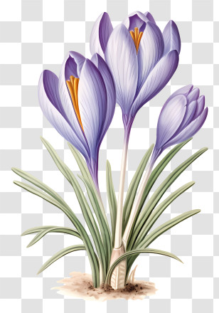 Crocuses - Purple Crocus Flower Illustration In Bloom Transparent PNG