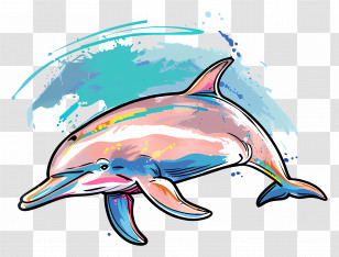 Cartoon Dolphin - Colorful Cartoon Dolphin Transparent PNG