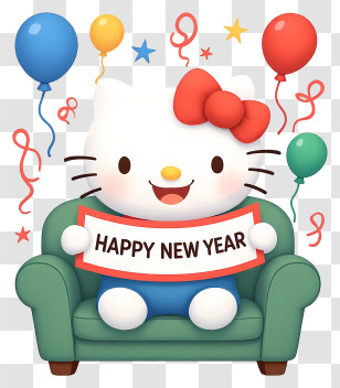 Hello Kitty Happy New Year - Hello Kitty Happy New Year Banner Transparent PNG