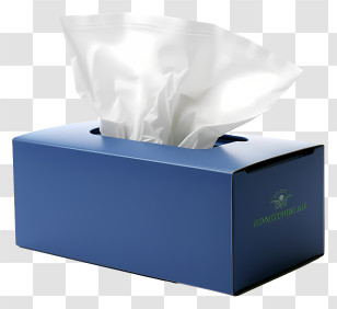 Realistic Style Tissue Box - Blue Tissue Box With White Tissues Transparent PNG