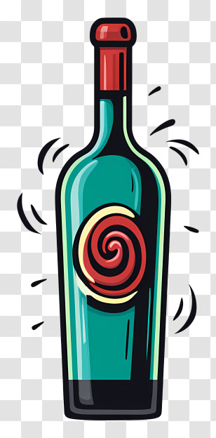 Wine Bottle - Swirling Green Wine Bottle Transparent PNG