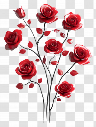 Valentines Day Roses - Elegant Red Roses Illustration Transparent PNG
