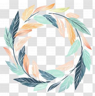 Autumn Wreath - Pastel Leaves Wreath Art Design Transparent PNG