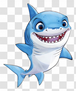 Baby Shark - Playful Blue Cartoon Shark Transparent PNG