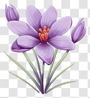 Flower - Purple Saffron Flower With Delicate Petals Transparent PNG
