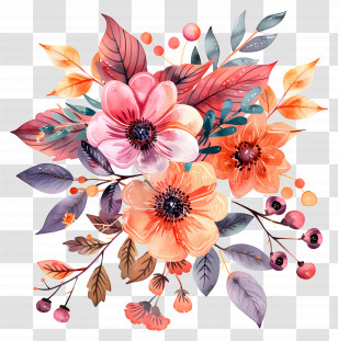 Autumn Flowers - Vibrant Autumn Floral Arrangement Transparent PNG