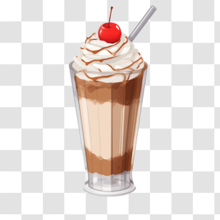 Chocolate Milkshake - Delicious Milkshake Topped With Whipped Cream And Cherry Transparent PNG