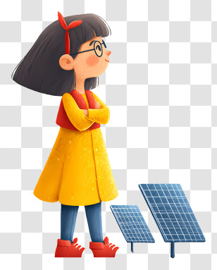 Girl Checking Solar Panels - Person Observing Solar Panels Transparent PNG