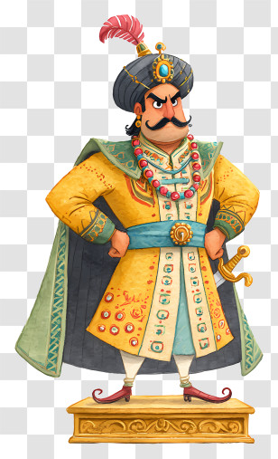 Cartoon King - Royal Figure In Yellow Robe Transparent PNG