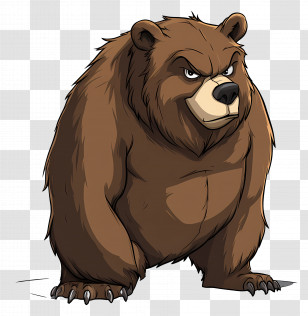 Grizzly Bear - Angry Cartoon Bear Transparent PNG