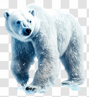 Ice Bear - Majestic Polar Bear In Snow Transparent PNG