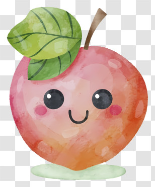 Cartoon - Adorable Apple Character With Smile Transparent PNG