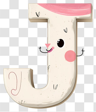 3d Cartoon Alphabet Letter - Cartoon Letter J With Smile Transparent PNG