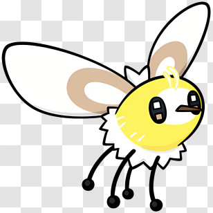 Cutiefly - Cute Yellow Insect With Wings Transparent PNG