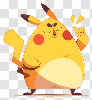 Pikachu - Yellow Cartoon Character With Cheeks Transparent PNG