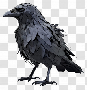 Cartoon Raven - Black Crow With Feathers Transparent PNG