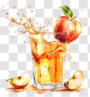 Apple Juice - Fresh Orange Juice Splash With Apple And Glass Transparent PNG