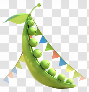 Cute Green Pea Pod - Peas In A Pod With Flags Transparent PNG