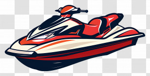 Jet Ski - Illustration Of A Red And White Jet Ski Transparent PNG