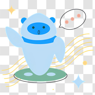 White Bear - Blue Robot Cartoon Illustration With Speech Bubble Transparent PNG