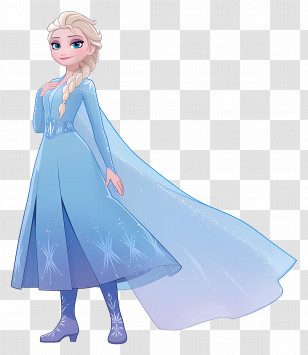 Frozen Elsa Princess - Elegant Queenly Character In Blue Dress Transparent PNG