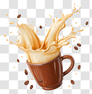 Splash Of Milk Coffee - Coffee Splash In A Cup Illustration Transparent PNG