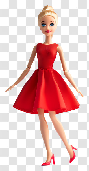 Barbie - Blonde Doll In Red Dress Transparent PNG