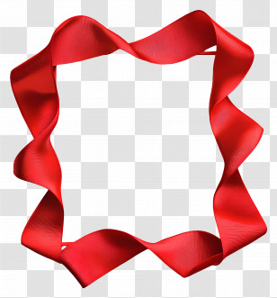 Ribbon Border - Decorative Red Ribbon Frame Transparent PNG