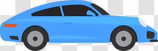 Cartoon Car - Illustration Of A Blue Car In Side View Transparent PNG