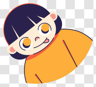 Girl With Black Hair - Smiling Cartoon Girl Transparent PNG