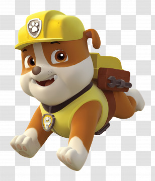 Paw Patrol - Cartoon Puppy Wearing A Safety Hat Transparent PNG