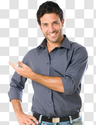 People - Smiling Man Pointing With Gesture Illustration Transparent PNG