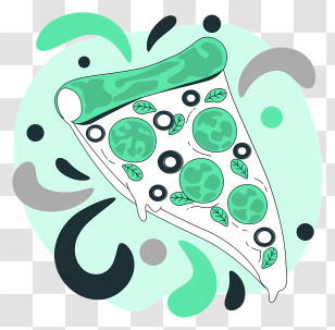 Pizza - Creative Pizza Slice With Green Toppings Transparent PNG