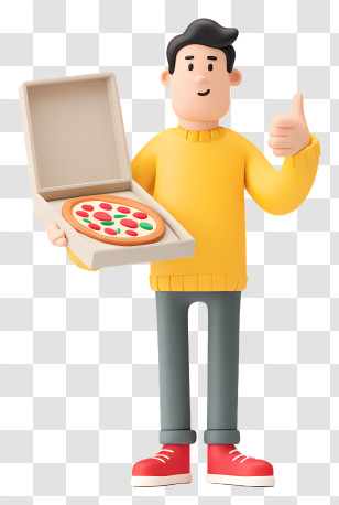 Man Holding Pizza - Pizza Delivery With Thumbs Up Transparent PNG