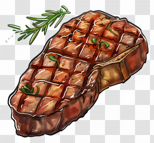 Grilled Steak - Grilled Steak With Rosemary Garnish Illustration Transparent PNG