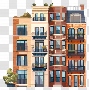 Condominium - Illustration Of Multi-Storey Residential Building Transparent PNG