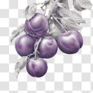 Plums Fruit - Branch With Plums Transparent PNG