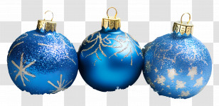 Blue Christmas - Blue Christmas Ornaments With Glitter Transparent PNG