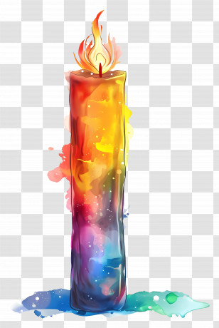 Candle - Colorful Shining Candle With Flame Transparent PNG