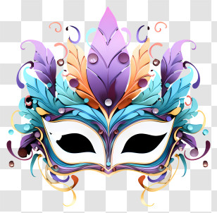 Watercolor Masquerade Mask - Colorful Masquerade Mask Transparent PNG