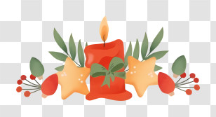Decorative Candle - Candle With Stars And Berries Transparent PNG