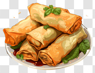 Pastel Spring Rolls - Fried Spring Rolls With Garnish Transparent PNG