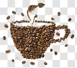 Coffee Beans Cup - Creative Coffee Cup Made Of Coffee Beans Transparent PNG
