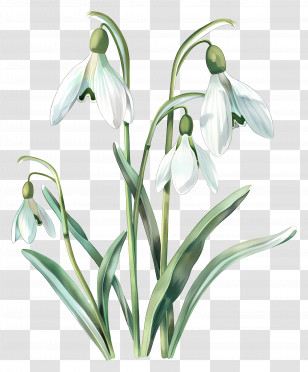 Snowdrops - Delicate Snowdrop Flower Illustration Transparent PNG