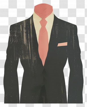Formal Wear - Black Suit With Pink Tie Transparent PNG