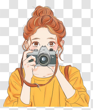 Taking Photos - Cartoon Girl Holding A Camera Transparent PNG