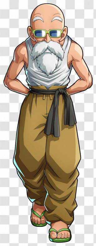 Master Roshi - Cartoon Bald Man With Sunglasses And White Beard Transparent PNG