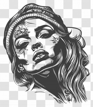 Face Tattoo - Tattooed Woman Illustration Transparent PNG