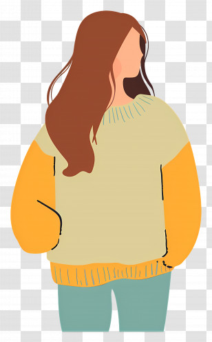 Woman In Sweater - Woman In Casual Sweater Illustration Transparent PNG
