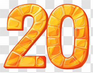 Number 20 - Golden Shiny Number 20 Transparent PNG